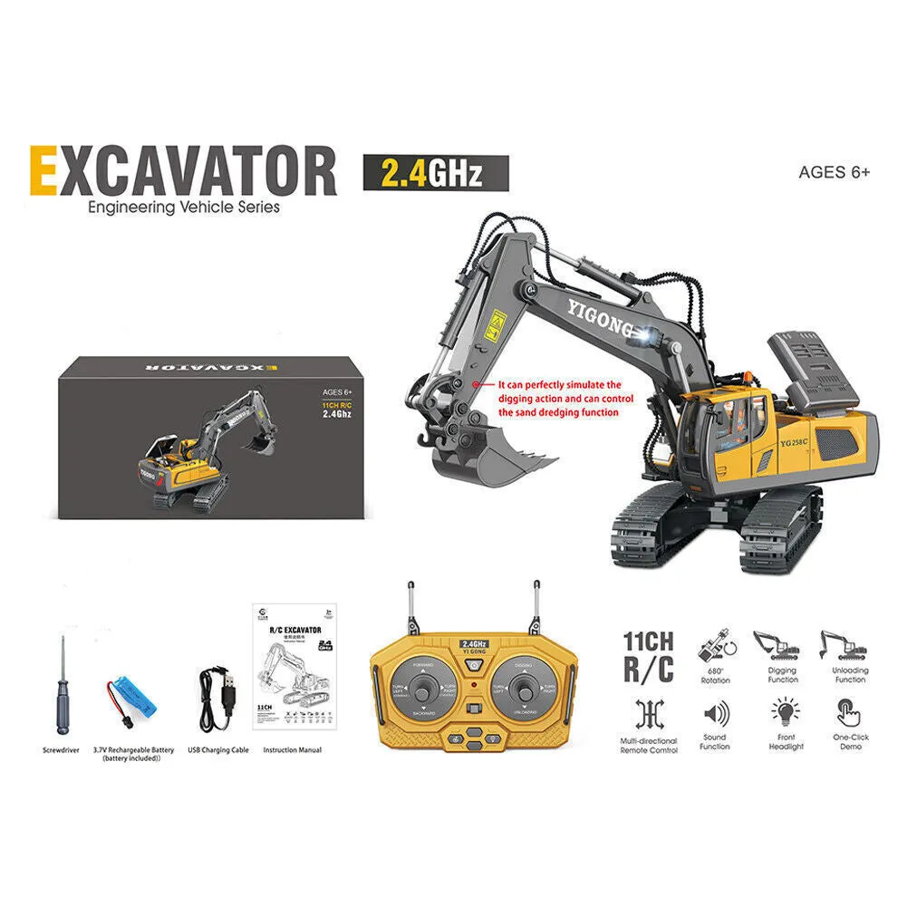 11 Channel Remote Control Excavator Toy