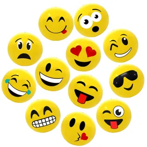 12" Emoticon Party Pack Inflatable Beach Balls - Beach Pool Party Toys (12 Pack)