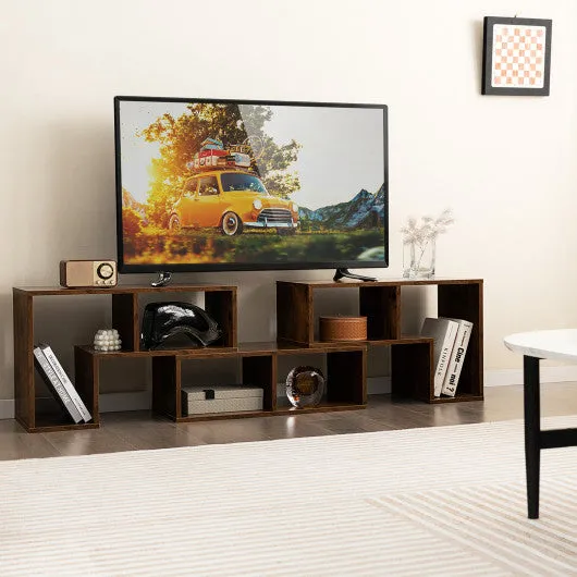 3 Pieces Console TV Stand for TVs up to 65 Inch with Shelves-Brown