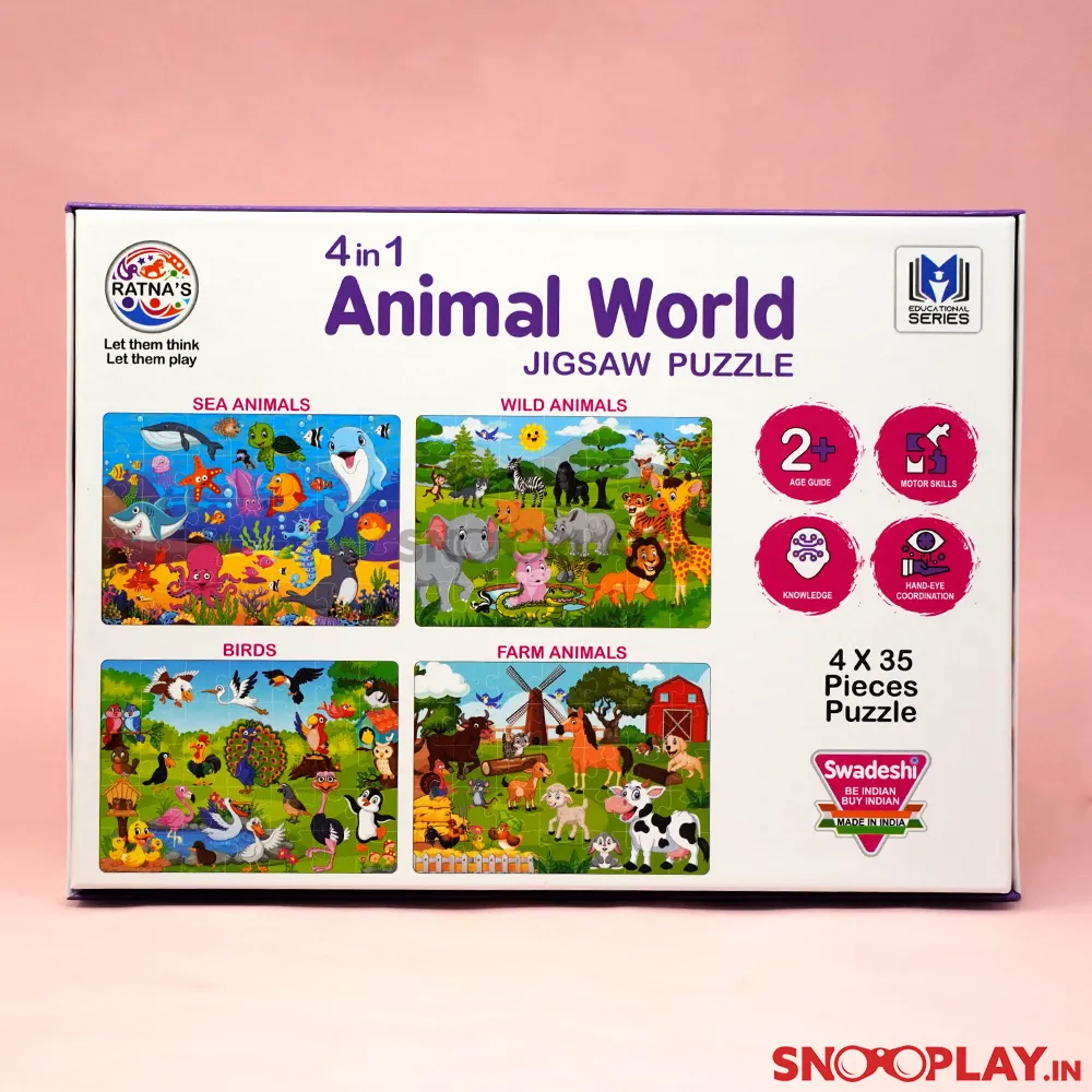 4 in 1 Animal World Jigsaw Puzzles For Kids