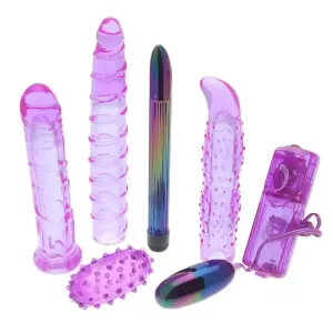 6.5 Inches Soft Jelly Waterproof Purple Sex Toy Kits