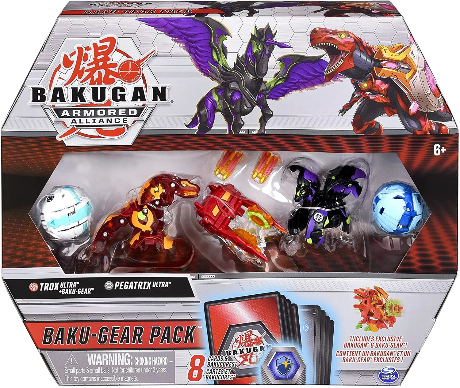 Bakugan Baku-Gear 4-Pack, Trox Ultra with Baku-Gear and Pegatrix Ultra, Collectible Action Figures