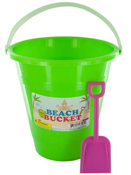 Beach Bucket with Attached Shovel (Available in a pack of 12)