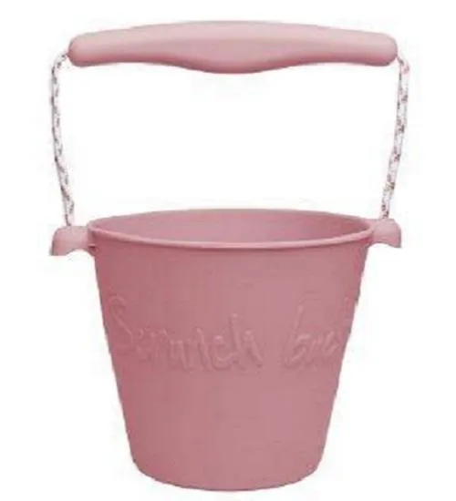 Beach Toy Set, Silicone Bucket, Spade and Moulds, Blush