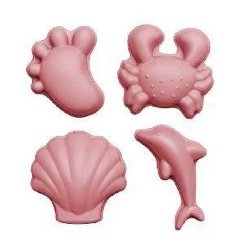 Beach Toy Set, Silicone Bucket, Spade and Moulds, Blush