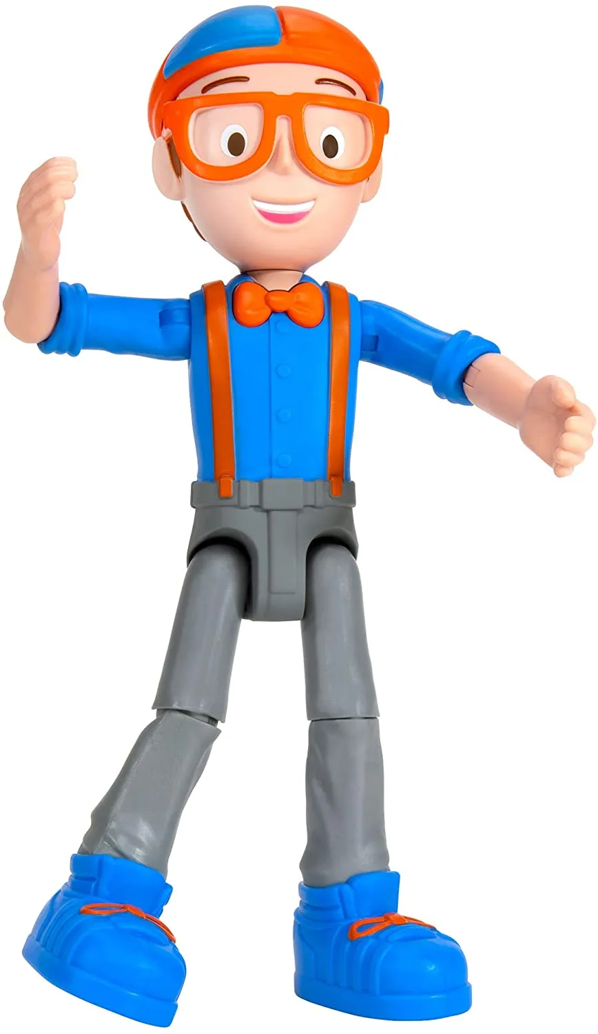 Blippi Talking Figure, 9-inch Articulated Toy with 8 Sounds and Phrases, Poseable Figure Inspired by Popular YouTube Edutainer