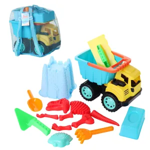 Dazmers Beach Sand Toys Set with Dump Truck, Castle Bucket, Shovel, Dinosaur and Brick