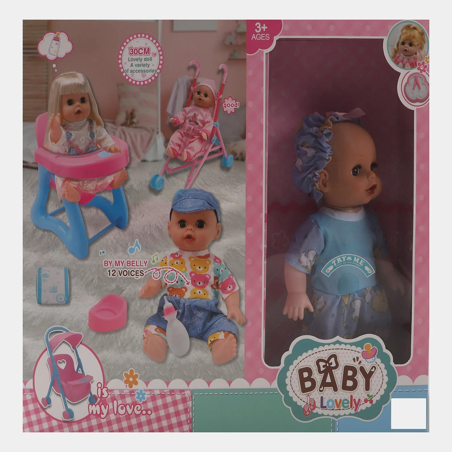 Doll Set With Assembling Trolley For Kids