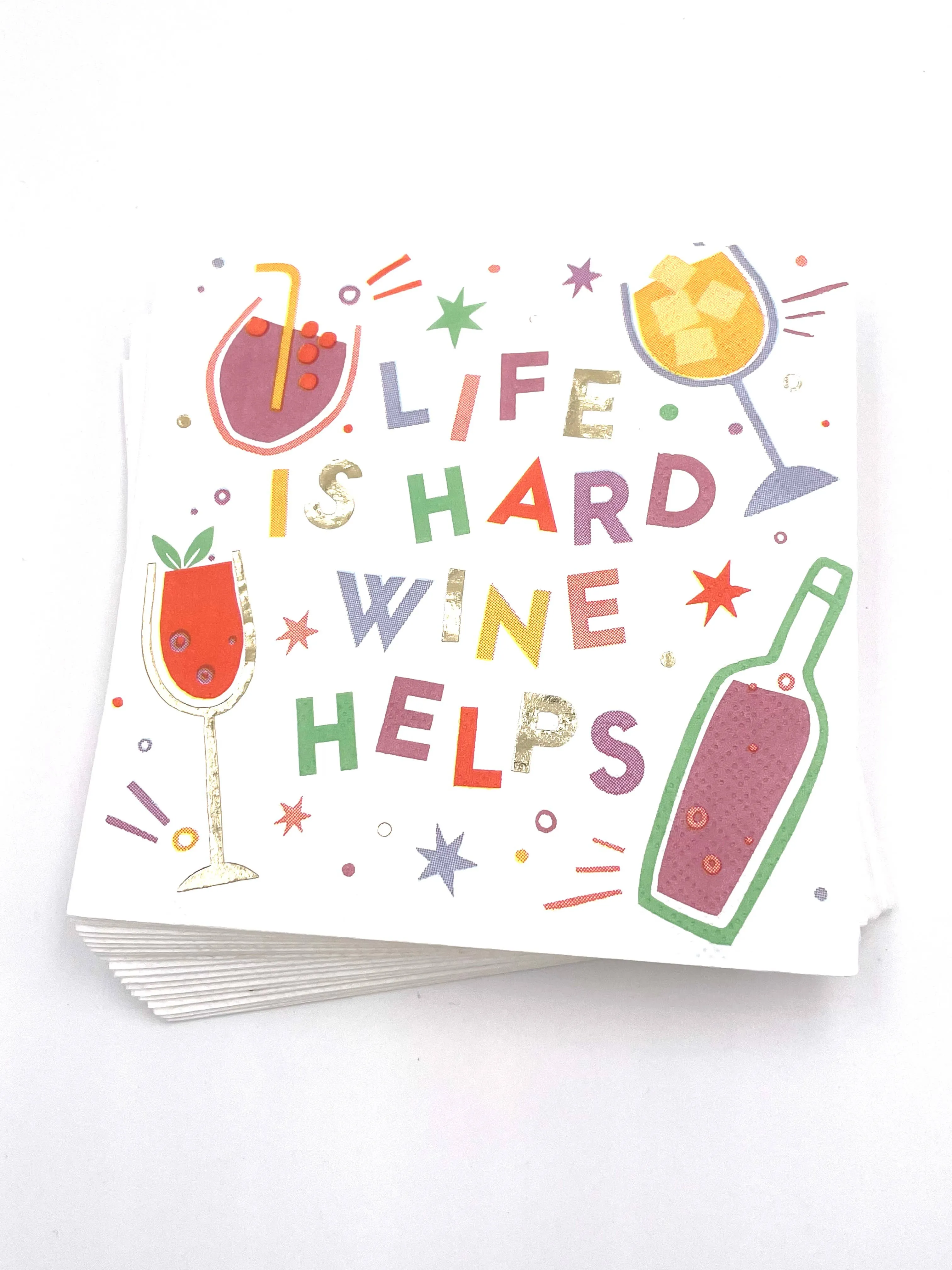 Funny Cocktail Napkins | Wine Helps - Foil - 20ct