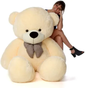 HUG 'n' FEEL SOFT TOYS Loveable HUGABLE Soft Giant Life Size, Long Huge Teddy BearPlush & Stuffed Toys (Best for Someone Special) Cream 5 Feet 150 cm with Free Heart Shape CUSION