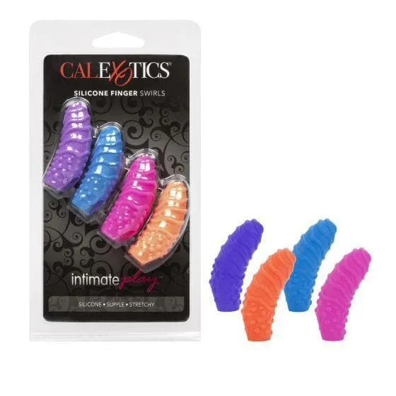 Intimate Play Silicone Slip On Finger Extenders with Nubs and Swirls for Clitoris Stimulation