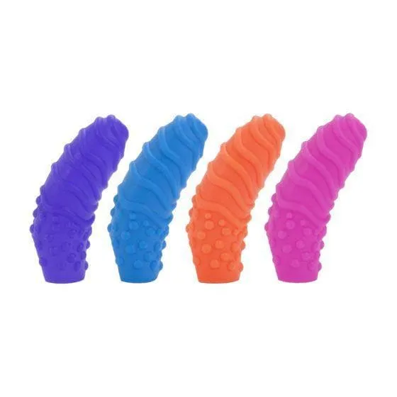 Intimate Play Silicone Slip On Finger Extenders with Nubs and Swirls for Clitoris Stimulation