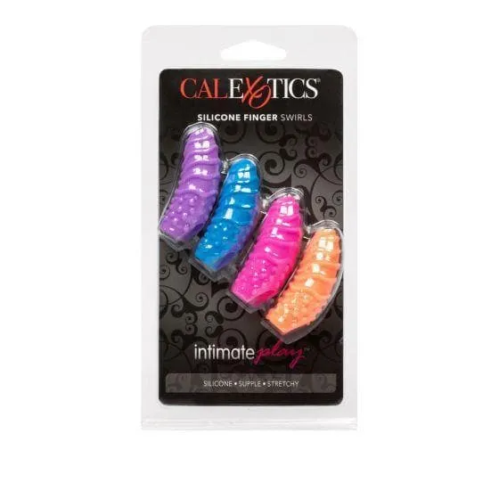 Intimate Play Silicone Slip On Finger Extenders with Nubs and Swirls for Clitoris Stimulation