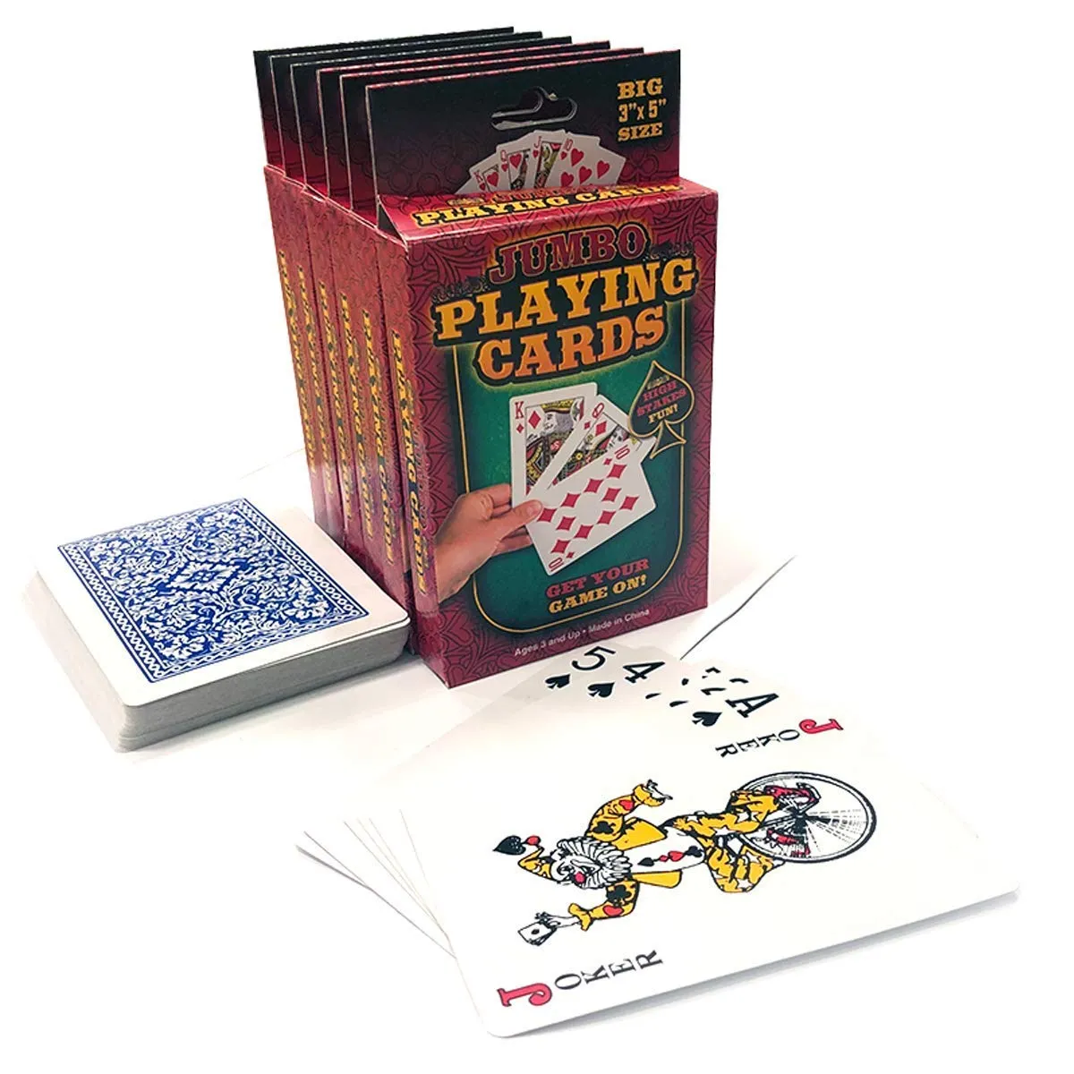 Kicko Extra Large Poker Cards - 3 x 5 Inches, 6 Decks of Plastic Coated Giant Playing