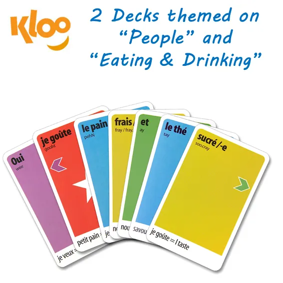 KLOO's Play & Learn French Card Game Starter Pack 1 (2 Decks) - The Fun, Quick & Easy way to Learn French