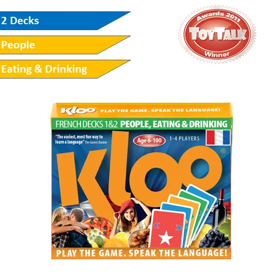 KLOO's Play & Learn French Card Game Starter Pack 1 (2 Decks) - The Fun, Quick & Easy way to Learn French