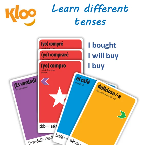 KLOO's Play & Learn Spanish Games Bundle - 3 Games - 'Race to Madrid' Board Game   Packs 1   Pack 2 (8 Decks)