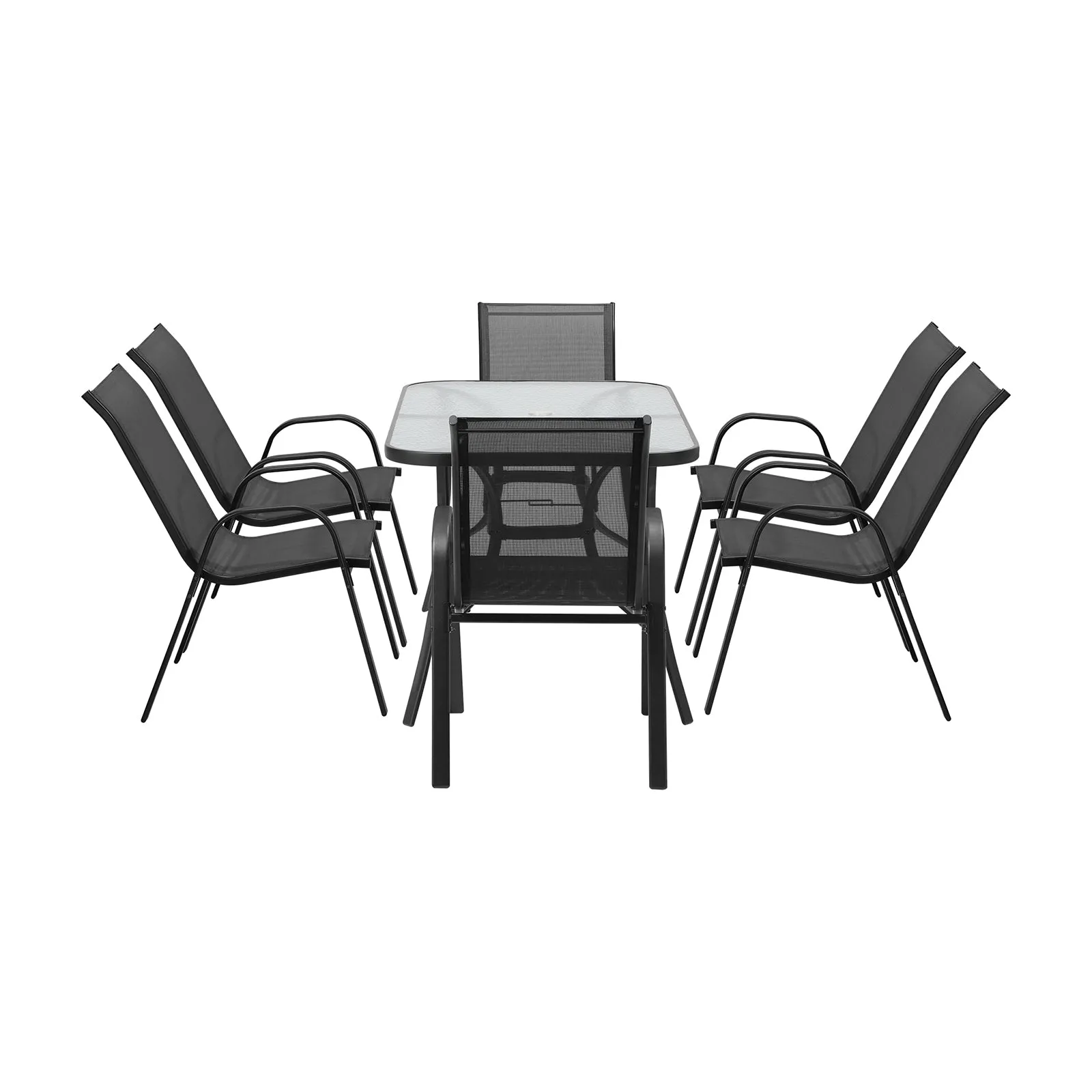 Livsip 7PCS Outdoor Dining Setting 140cm Table Patio Furniture Bistro Set Grey