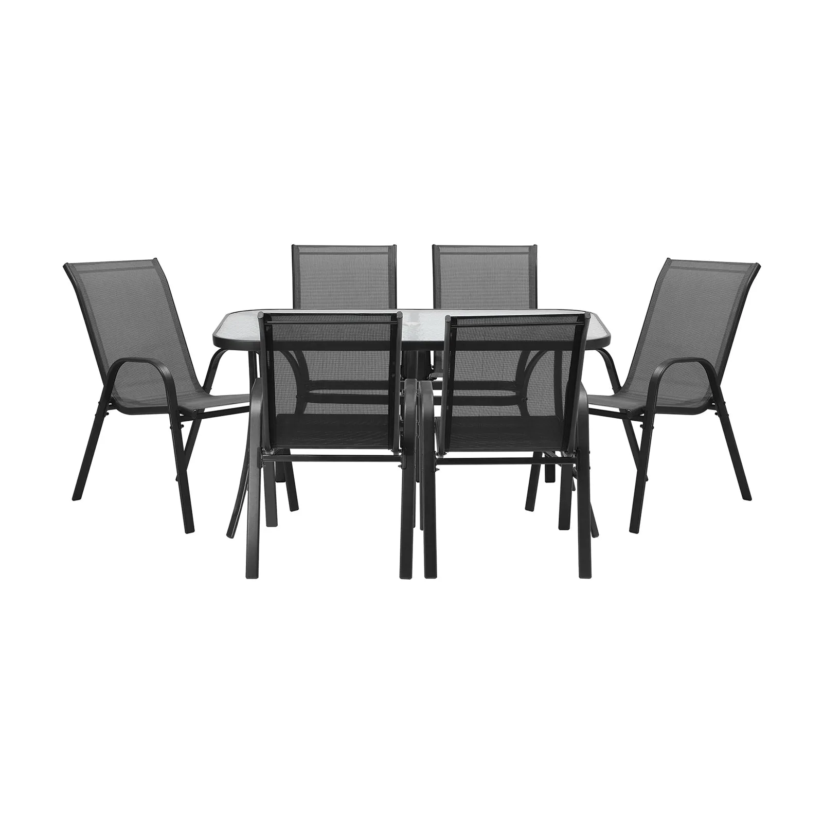 Livsip 7PCS Outdoor Dining Setting 140cm Table Patio Furniture Bistro Set Grey