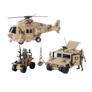 Military Action Figures and Vehicles Set - Army Helicopter Toy, Military Truck, Army