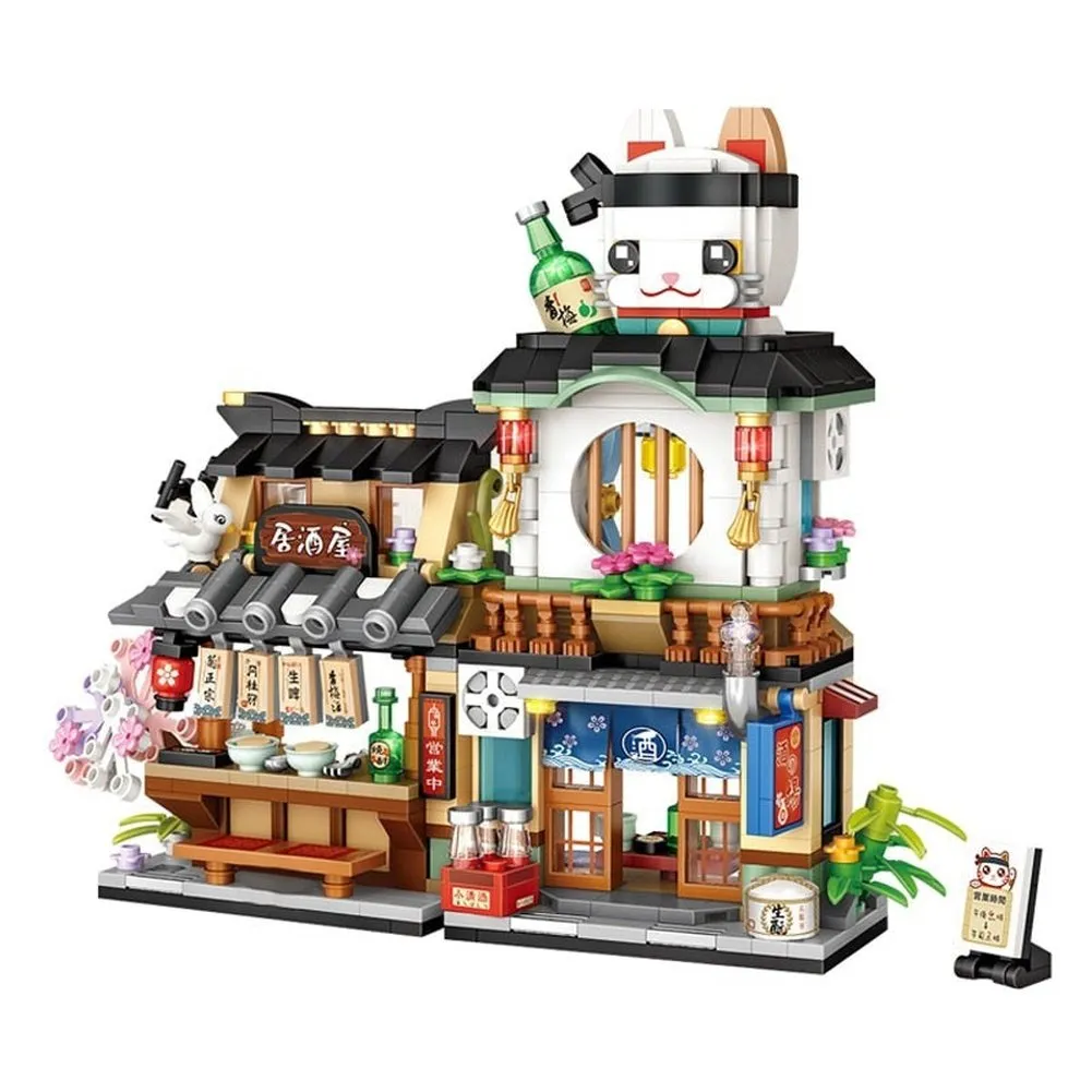 MOC  Compatible  New Creative Sea Fish Food House Model Building Block MOC Retail Store With Figure Dolls Bricks Sets  Toys Kids