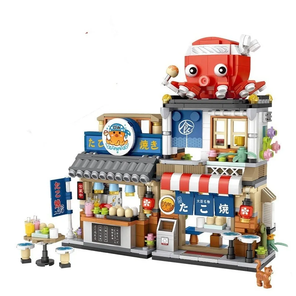 MOC  Compatible  New Creative Sea Fish Food House Model Building Block MOC Retail Store With Figure Dolls Bricks Sets  Toys Kids