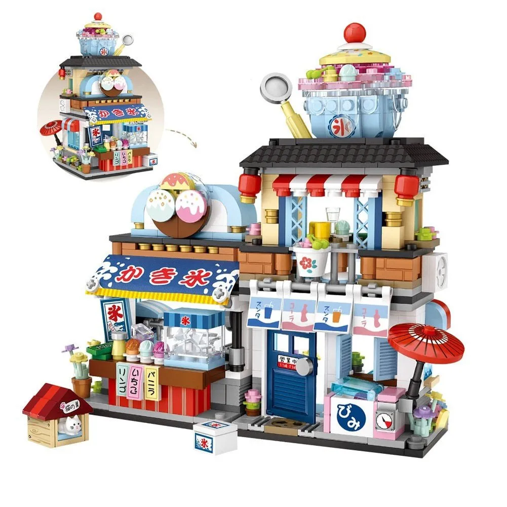 MOC  Compatible  New Creative Sea Fish Food House Model Building Block MOC Retail Store With Figure Dolls Bricks Sets  Toys Kids