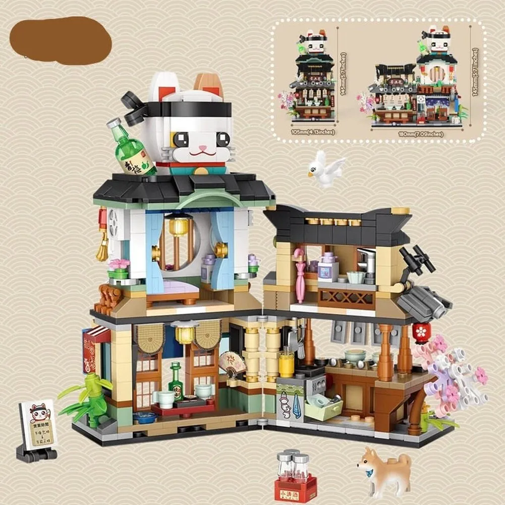 MOC  Compatible  New Creative Sea Fish Food House Model Building Block MOC Retail Store With Figure Dolls Bricks Sets  Toys Kids