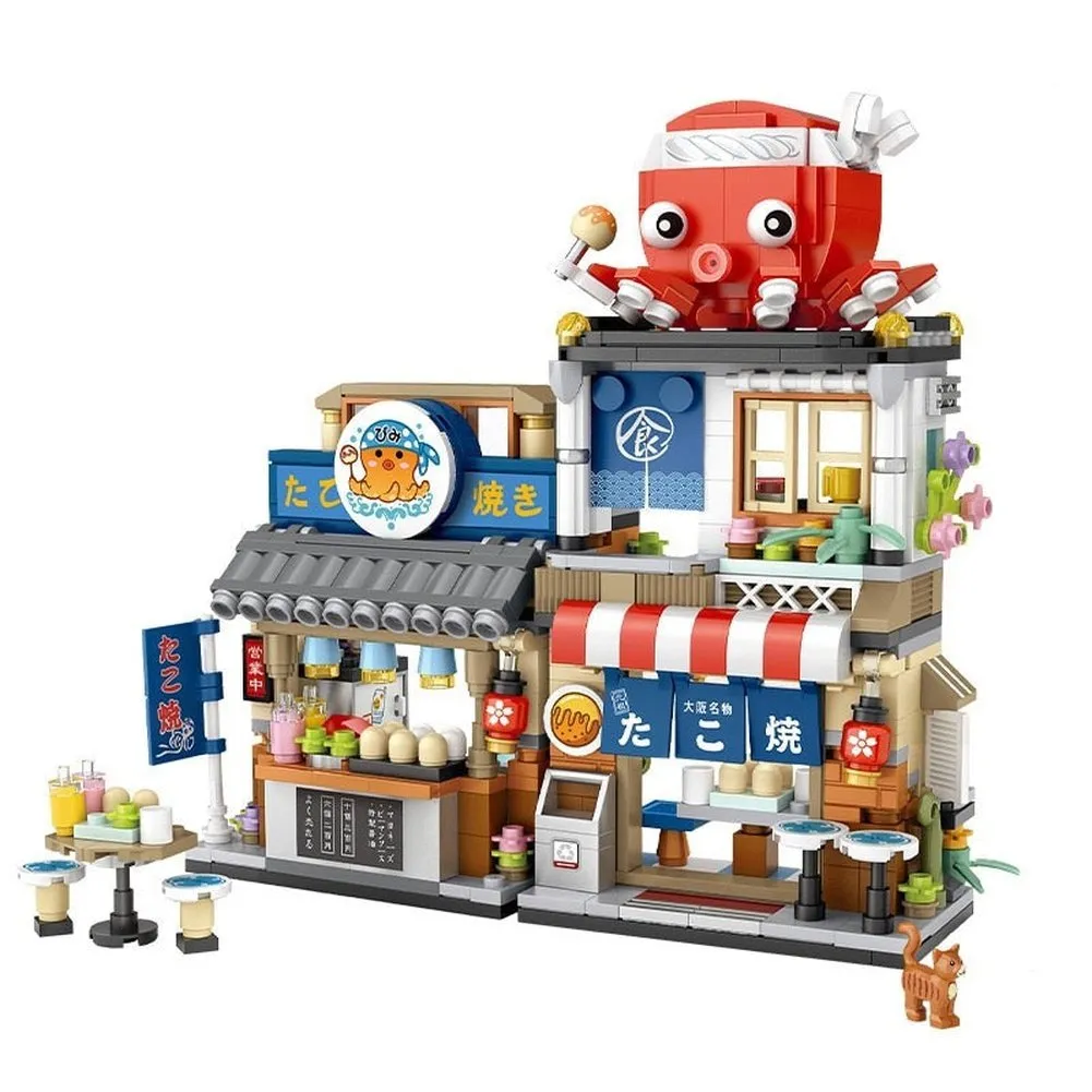 MOC  Compatible  New Creative Sea Fish Food House Model Building Block MOC Retail Store With Figure Dolls Bricks Sets  Toys Kids