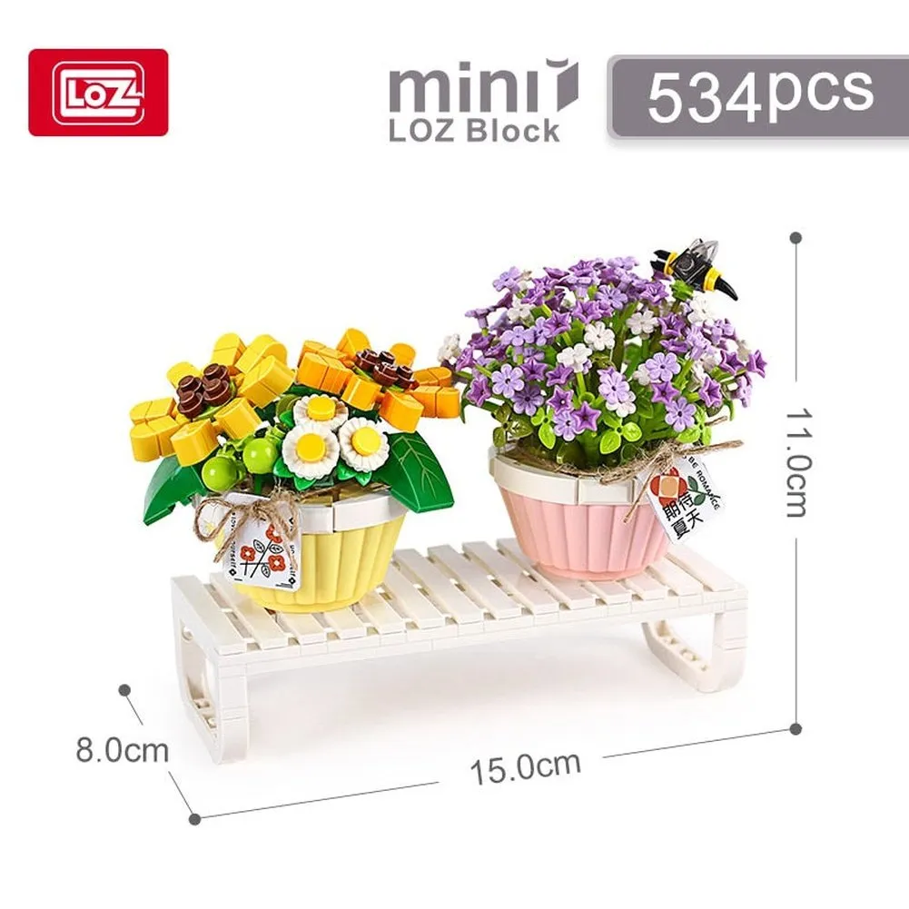 MOC NON  Building Block MINI 3D Flower Bouquet MOC Romantic Eternal Plant Potted Decoration Bricks Valentine&#39;s Day Girls Toys Kids