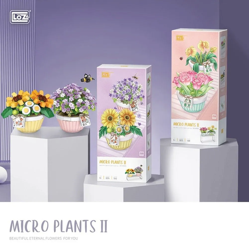 MOC NON  Building Block MINI 3D Flower Bouquet MOC Romantic Eternal Plant Potted Decoration Bricks Valentine&#39;s Day Girls Toys Kids