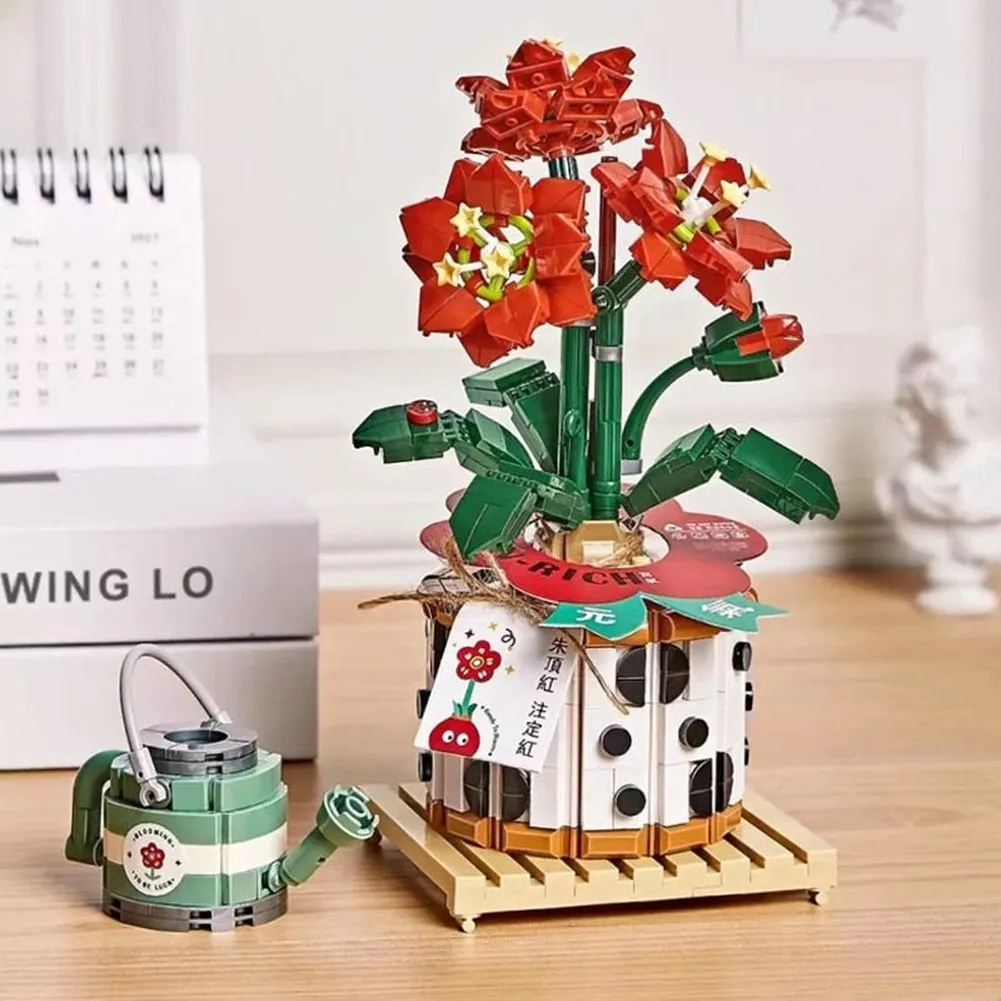 MOC NON  Building Block MINI 3D Flower Bouquet MOC Romantic Eternal Plant Potted Decoration Bricks Valentine&#39;s Day Girls Toys Kids