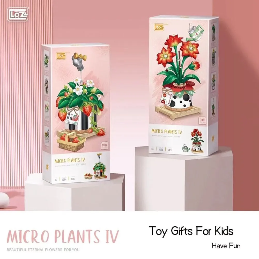 MOC NON  Building Block MINI 3D Flower Bouquet MOC Romantic Eternal Plant Potted Decoration Bricks Valentine&#39;s Day Girls Toys Kids