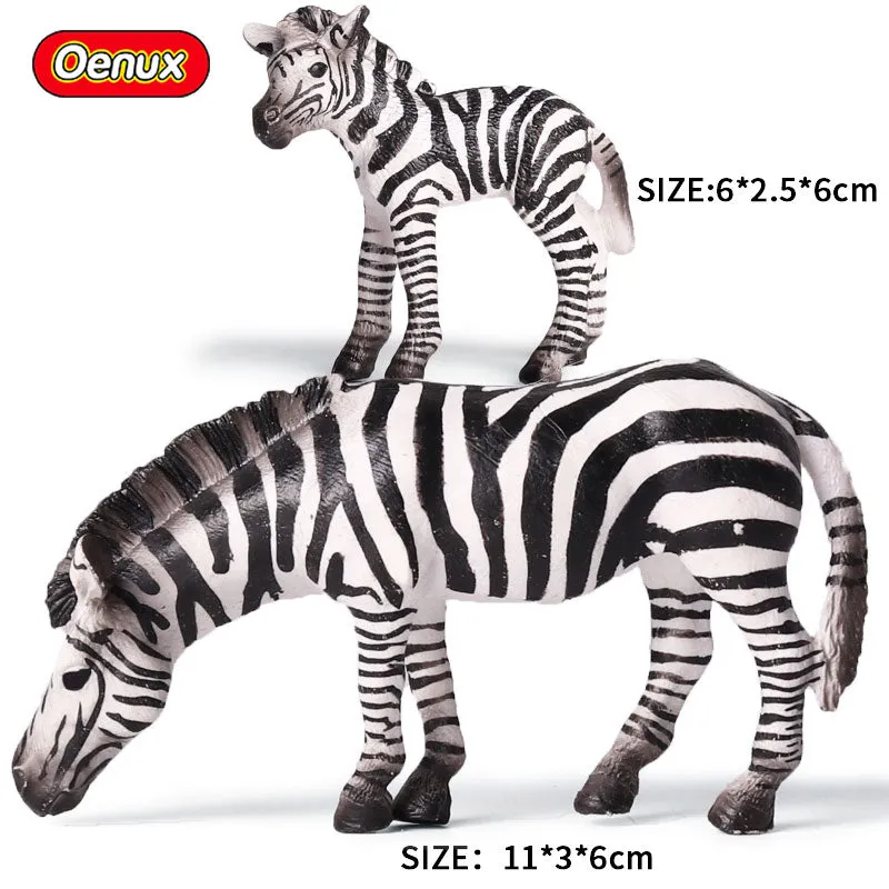 Oenux African Wild Animals Simulation Lion Giraffe Horse Deer Camel Cow Action Figure Figurines Model PVC Educational Kid Toy