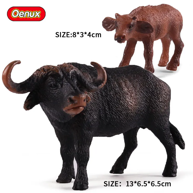 Oenux African Wild Animals Simulation Lion Giraffe Horse Deer Camel Cow Action Figure Figurines Model PVC Educational Kid Toy