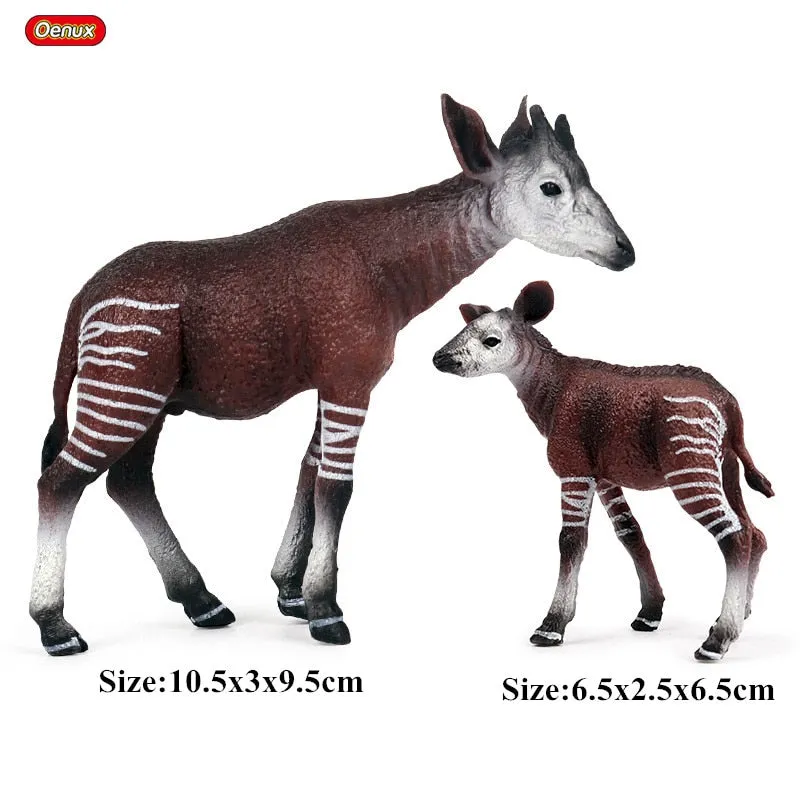 Oenux African Wild Animals Simulation Lion Giraffe Horse Deer Camel Cow Action Figure Figurines Model PVC Educational Kid Toy