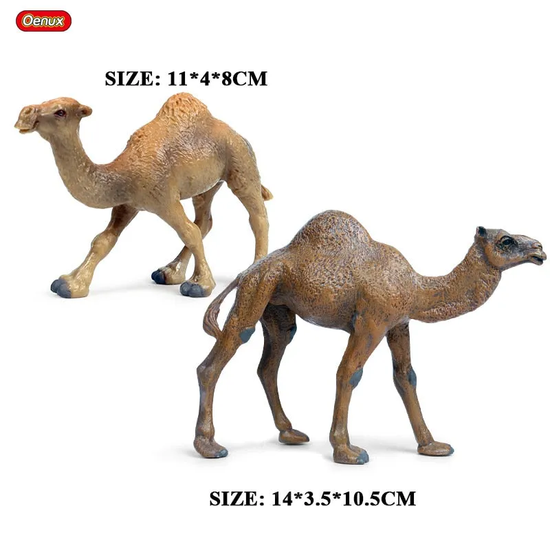 Oenux African Wild Animals Simulation Lion Giraffe Horse Deer Camel Cow Action Figure Figurines Model PVC Educational Kid Toy