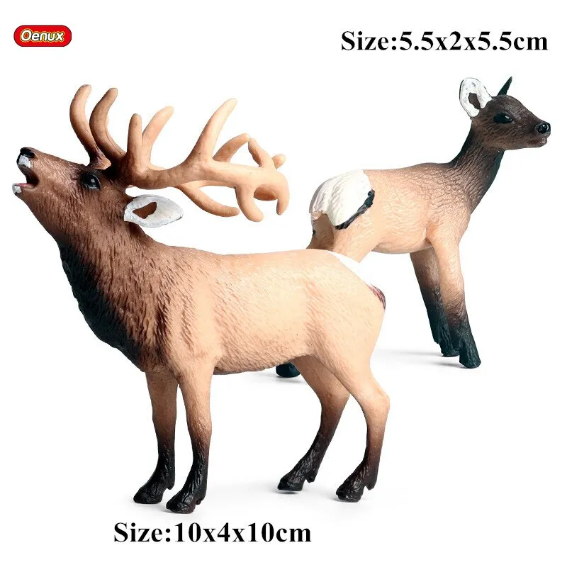 Oenux African Wild Animals Simulation Lion Giraffe Horse Deer Camel Cow Action Figure Figurines Model PVC Educational Kid Toy