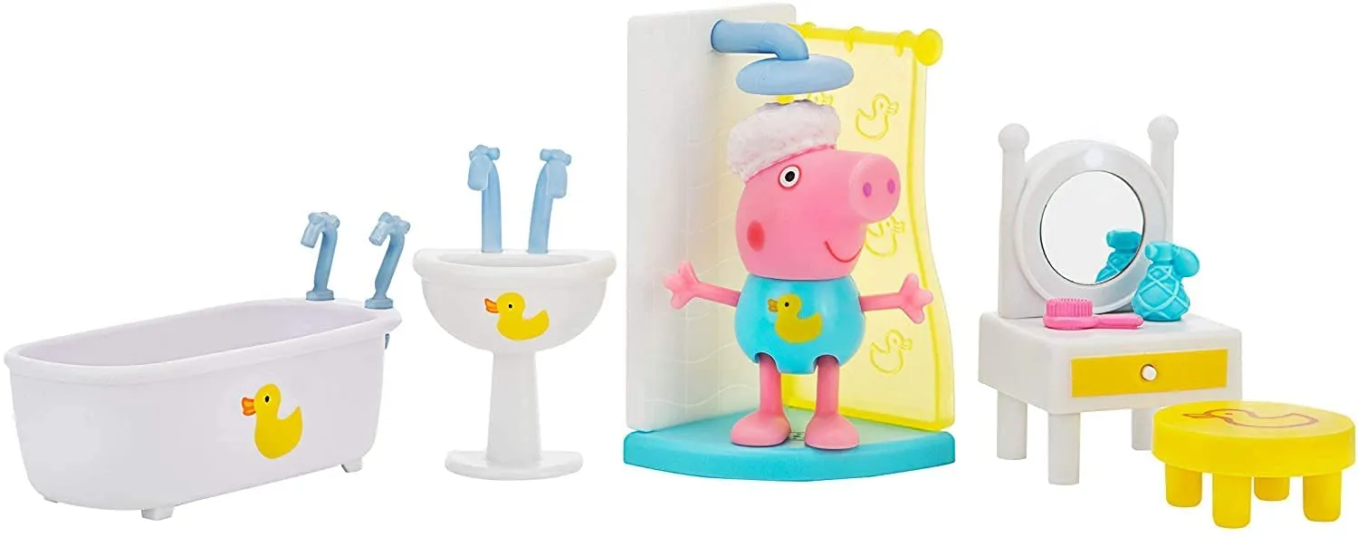 Peppa Pig Little Spa Playset, 6 Pieces - Includes Bathtime Peppa Figure, Mirror & Room Accessories - Toy Gift for Kids