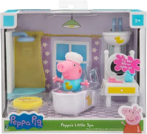 Peppa Pig Little Spa Playset, 6 Pieces - Includes Bathtime Peppa Figure, Mirror & Room Accessories - Toy Gift for Kids