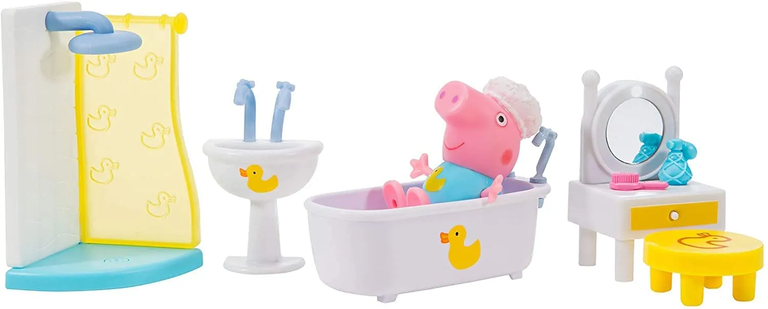 Peppa Pig Little Spa Playset, 6 Pieces - Includes Bathtime Peppa Figure, Mirror & Room Accessories - Toy Gift for Kids