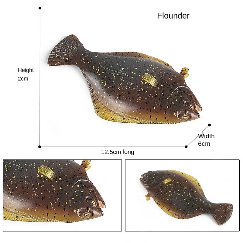 Sea Life Model Simulation Grouper Flounder Action Figures Animals Figurine PVC Miniature Lovely Kids Toys For Children Gifts