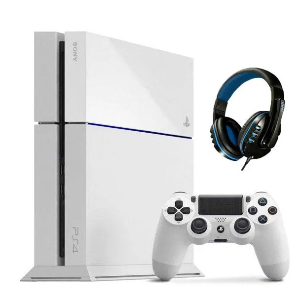 Sony PlayStation 4 500GB Gaming Console White with BOLT AXTION Bundle Refurbished