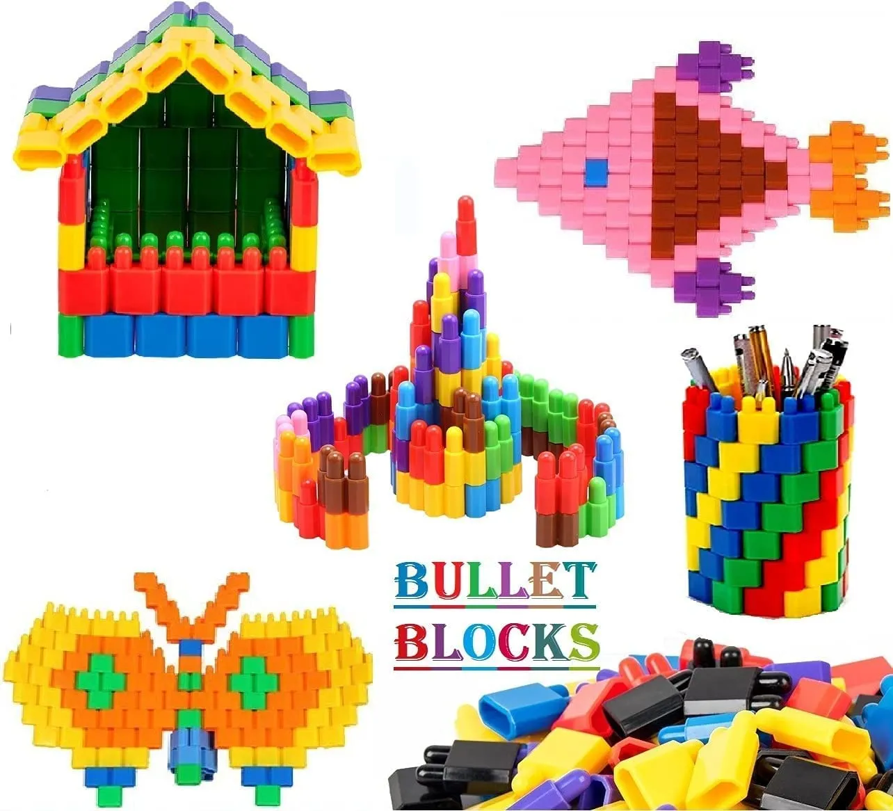 Toys Treasure 200 PCS Creative Bullets Shaped Stem Building Blocks Toy Set for Kids