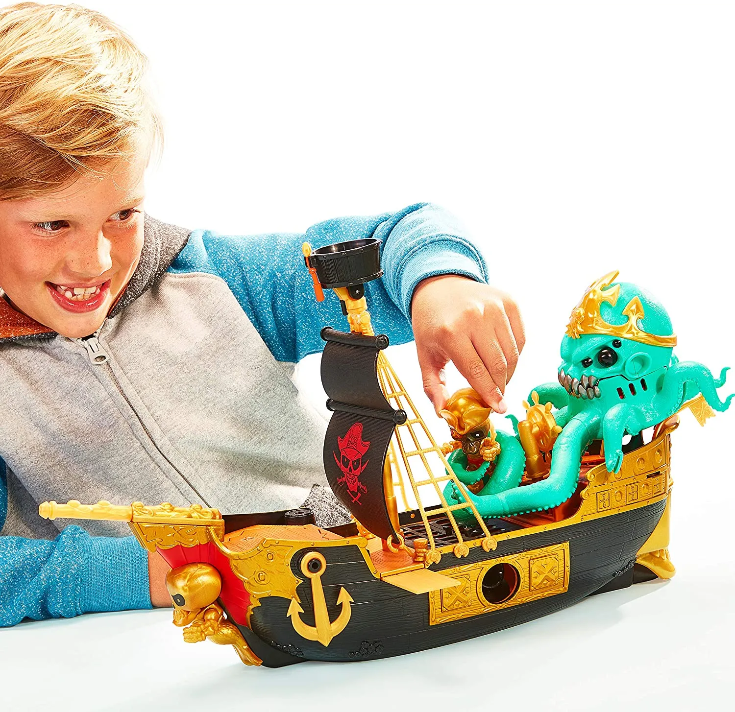 Treasure X Sunken Gold Treasure Ship Playset - 25 Levels of Adventure | Find Guaranteed Real Gold Dipped Treasure | Interactive Fun for All, Treasure Hunter