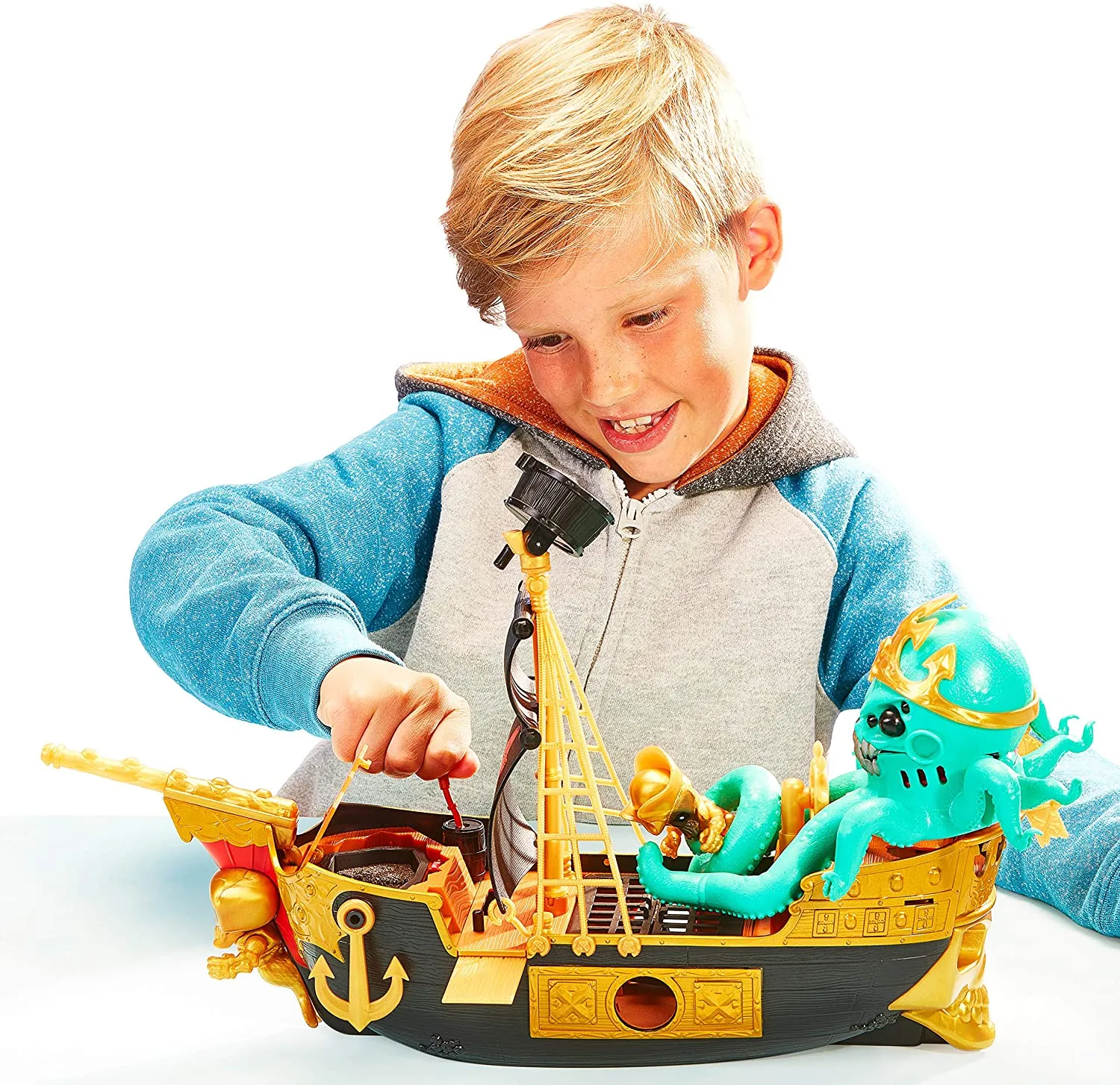 Treasure X Sunken Gold Treasure Ship Playset - 25 Levels of Adventure | Find Guaranteed Real Gold Dipped Treasure | Interactive Fun for All, Treasure Hunter