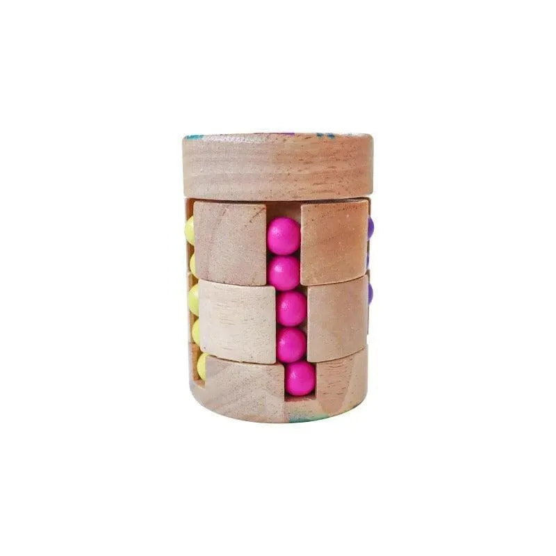 Wooden Cylinder Spin - Wooden Rubik Brain Teaser Puzzle